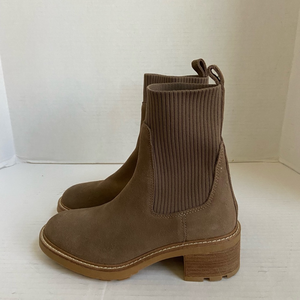 Steve Madden Boots Chelsea Clog Brown Women Sz 7 Tan Leather Fall Lug Sole